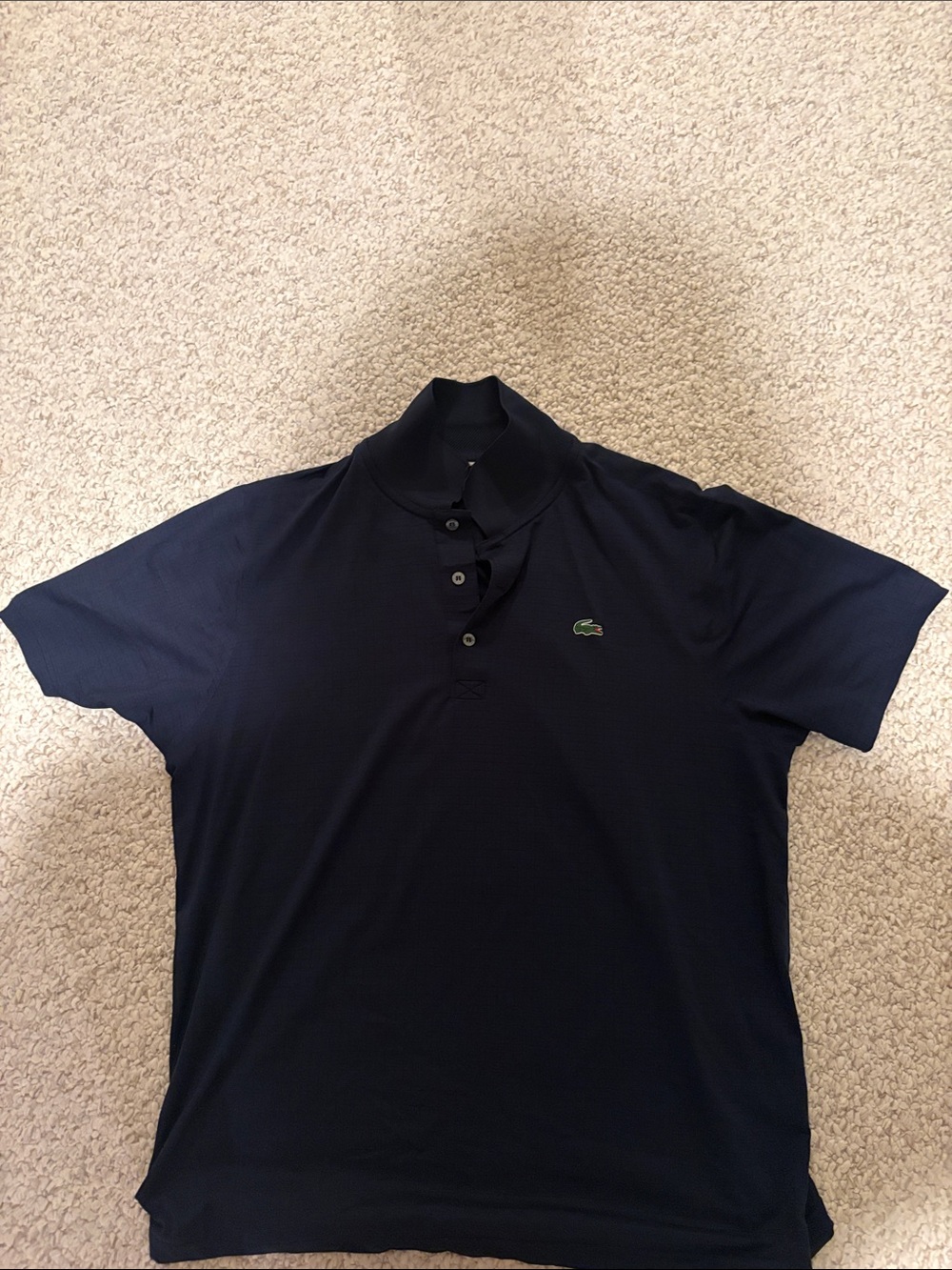 Lacoste Men’s Navy Short Sleeve Polo with Green Crocodile